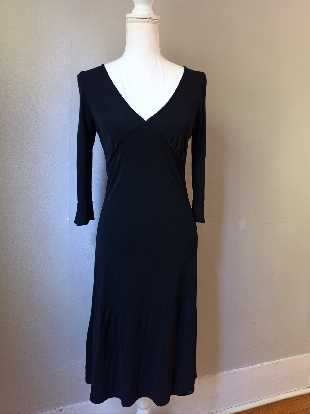 Banana Republic Black V-Neck Midi Dress